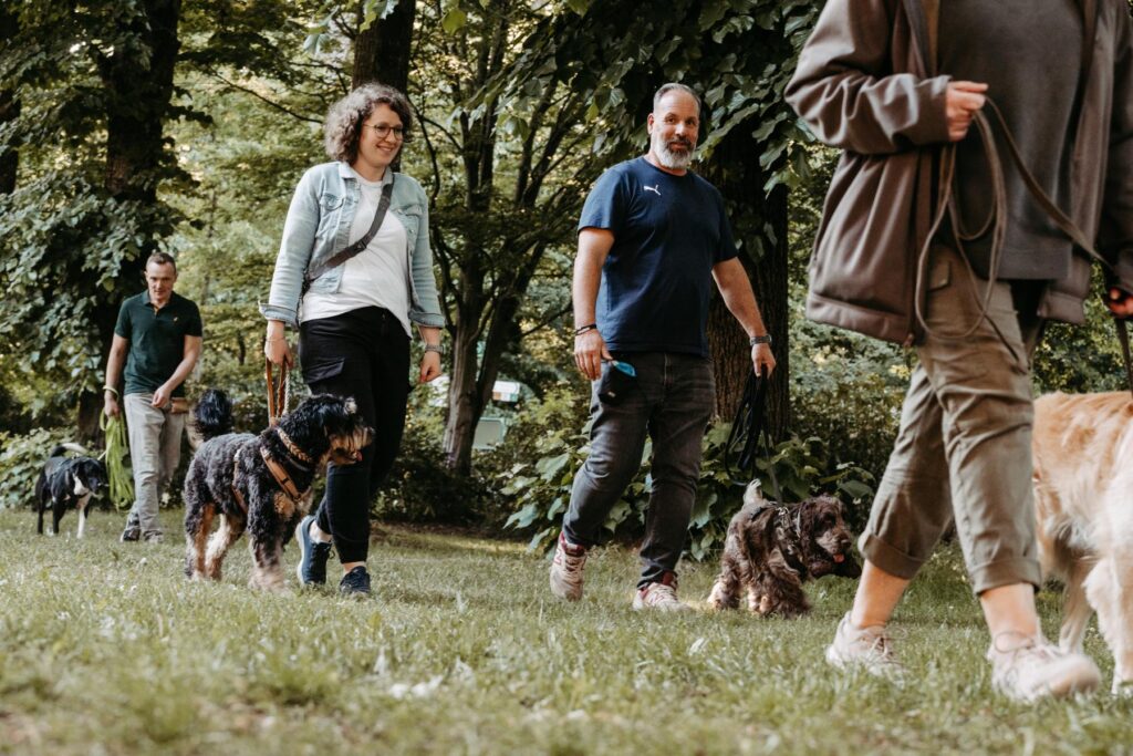 Hundewalk mit mehreren Personen